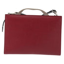 FENDI Demi Jour Bag Bugs Monster Hand Bag Leather 2way Red Silver Auth BA5782-2