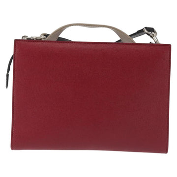 FENDI Demi Jour Bag Bugs Monster Hand Bag Leather 2way Red Silver Auth BA5782 - 0