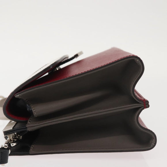 FENDI Demi Jour Bag Bugs Monster Hand Bag Leather 2way Red Silver Auth BA5782