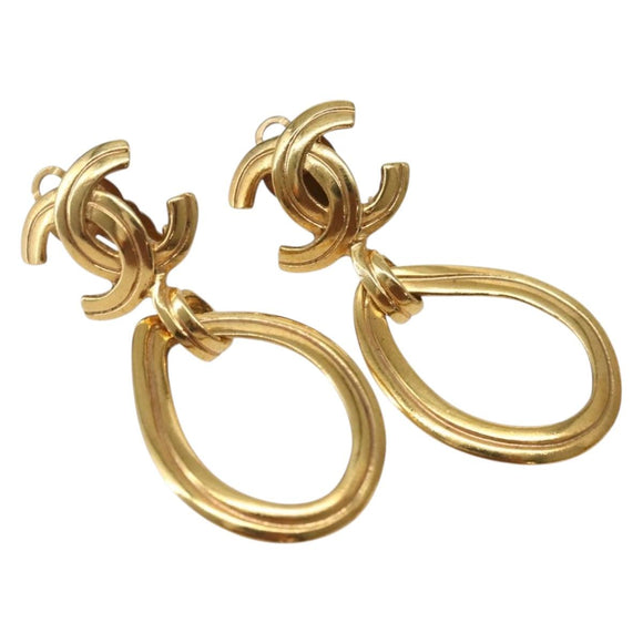CHANEL Earring metal Gold CC Auth BA5790V