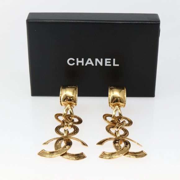 CHANEL Earring Metal Gold CC Auth BA5791V