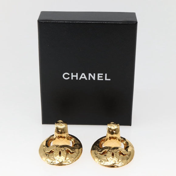 CHANEL Earring Metal Gold CC Auth BA5792V