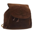 CHANEL Backpack Suede Brown Gold CC Auth BA5805-1