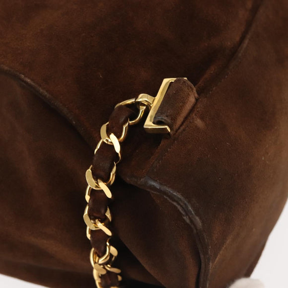 CHANEL Backpack Suede Brown Gold CC Auth BA5805