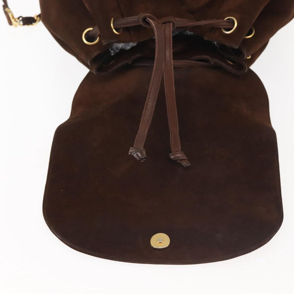 CHANEL Backpack Suede Brown Gold CC Auth BA5805