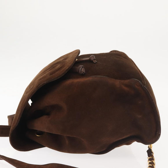 CHANEL Backpack Suede Brown Gold CC Auth BA5805