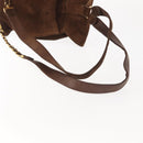 CHANEL Backpack Suede Brown Gold CC Auth BA5805-7