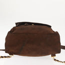 CHANEL Backpack Suede Brown Gold CC Auth BA5805-5