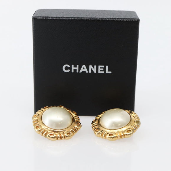 CHANEL Earring Metal Gold CC Auth BA5806