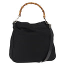 GUCCI Bamboo Hand Bag Nylon 2way Black Silver 001 0166 1577 Auth BA5807-1