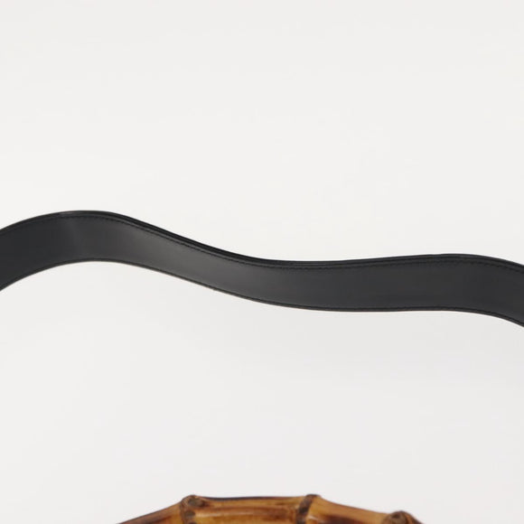 GUCCI Bamboo Hand Bag Nylon 2way Black Silver 001 0166 1577 Auth BA5807