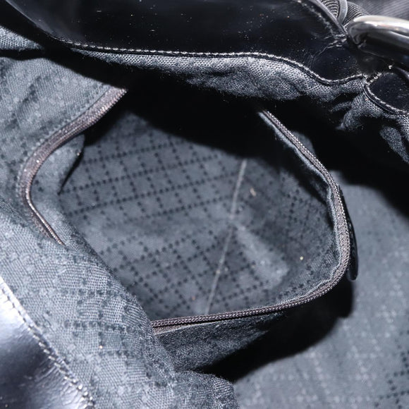 GUCCI Bamboo Hand Bag Nylon 2way Black Silver 001 0166 1577 Auth BA5807