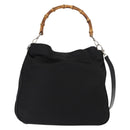 GUCCI Bamboo Hand Bag Nylon 2way Black Silver 001 0166 1577 Auth BA5807-13