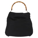 GUCCI Bamboo Hand Bag Nylon 2way Black Silver 001 0166 1577 Auth BA5807-2