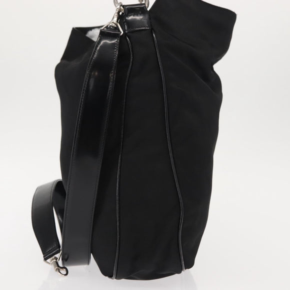 GUCCI Bamboo Hand Bag Nylon 2way Black Silver 001 0166 1577 Auth BA5807