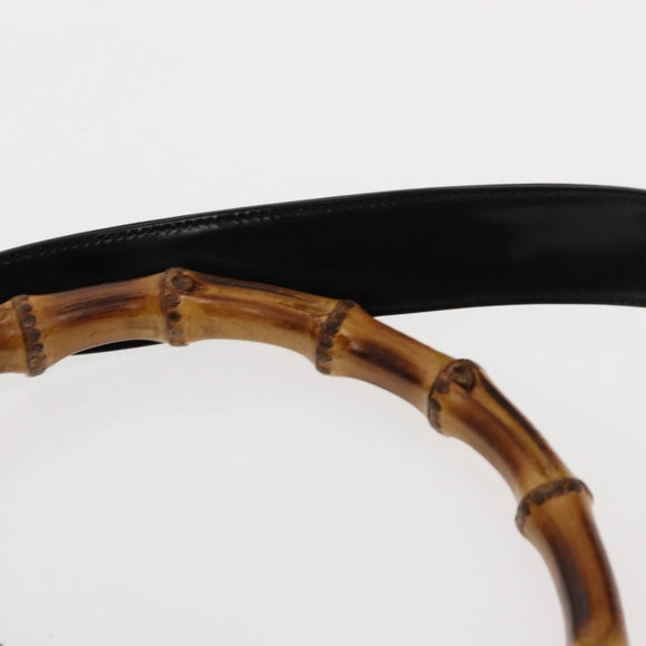 GUCCI Bamboo Hand Bag Nylon 2way Black Silver 001 0166 1577 Auth BA5807