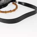 GUCCI Bamboo Hand Bag Nylon 2way Black Silver 001 0166 1577 Auth BA5807-9