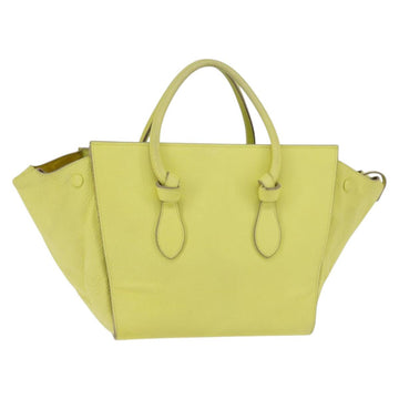 CELINE Thai Mini Hand Bag Leather Yellow Gold Auth BA5808