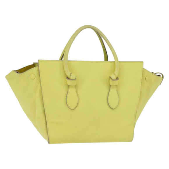CELINE Thai Mini Hand Bag Leather Yellow Gold Auth BA5808