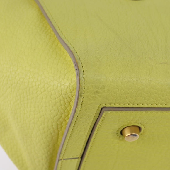 CELINE Thai Mini Hand Bag Leather Yellow Gold Auth BA5808