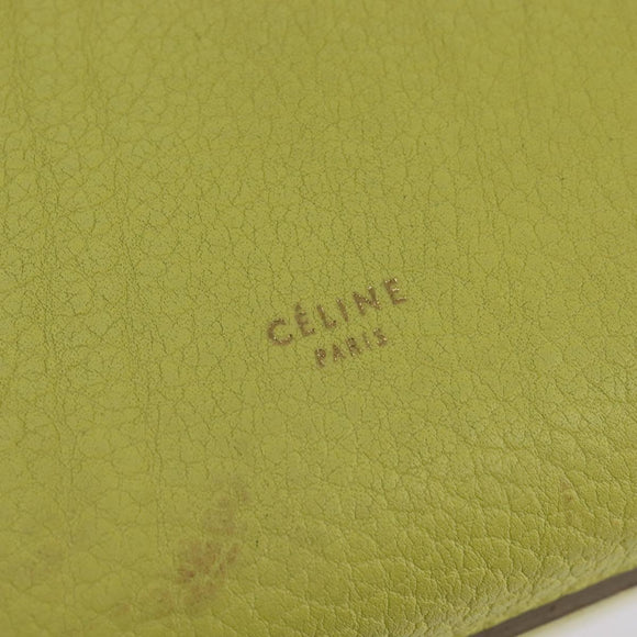 CELINE Thai Mini Hand Bag Leather Yellow Gold Auth BA5808