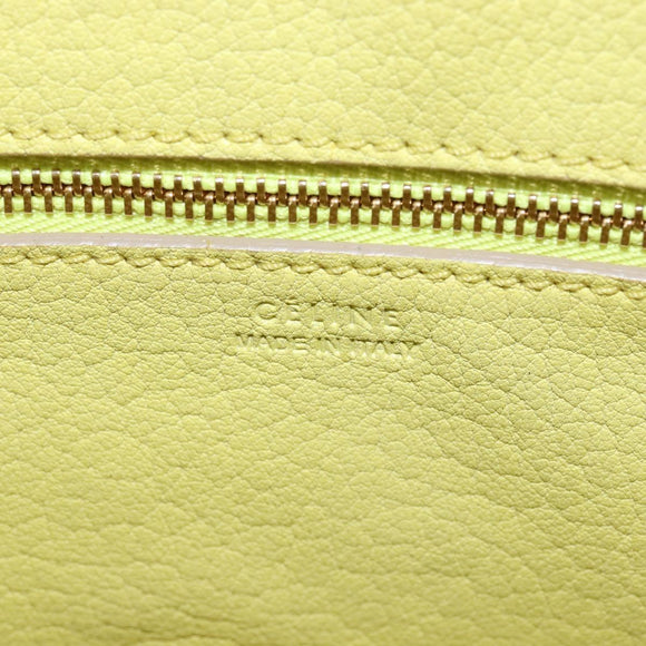 CELINE Thai Mini Hand Bag Leather Yellow Gold Auth BA5808