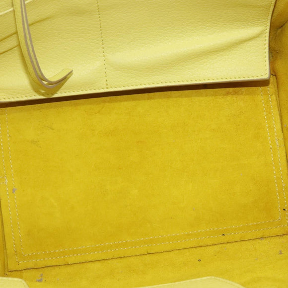 CELINE Thai Mini Hand Bag Leather Yellow Gold Auth BA5808