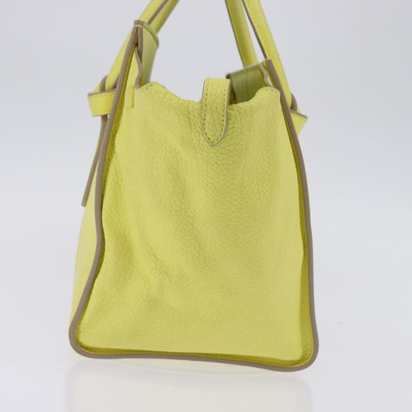 CELINE Thai Mini Hand Bag Leather Yellow Gold Auth BA5808