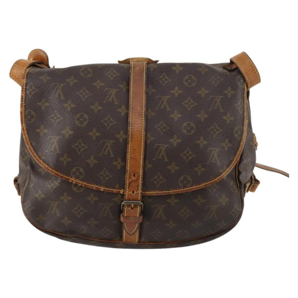 LOUIS VUITTON Monogram Saumur 35 Shoulder Bag M42254 LV Auth BA5810