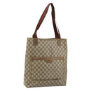 GUCCI GG Supreme Web Sherry Line Tote Bag PVC Beige 39 02 003 Auth BA5817-1