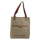 GUCCI GG Supreme Web Sherry Line Tote Bag PVC Beige 39 02 003 Auth BA5817-2