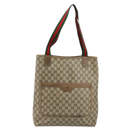 GUCCI GG Supreme Web Sherry Line Tote Bag PVC Beige 39 02 003 Auth BA5817 - 0