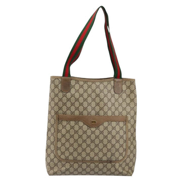 GUCCI GG Supreme Web Sherry Line Tote Bag PVC Beige 39 02 003 Auth BA5817 - 0