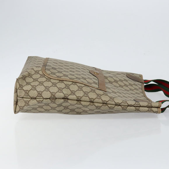GUCCI GG Supreme Web Sherry Line Tote Bag PVC Beige 39 02 003 Auth BA5817