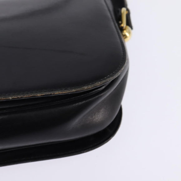 GUCCI Shoulder Bag Leather Black Gold Auth BA5818