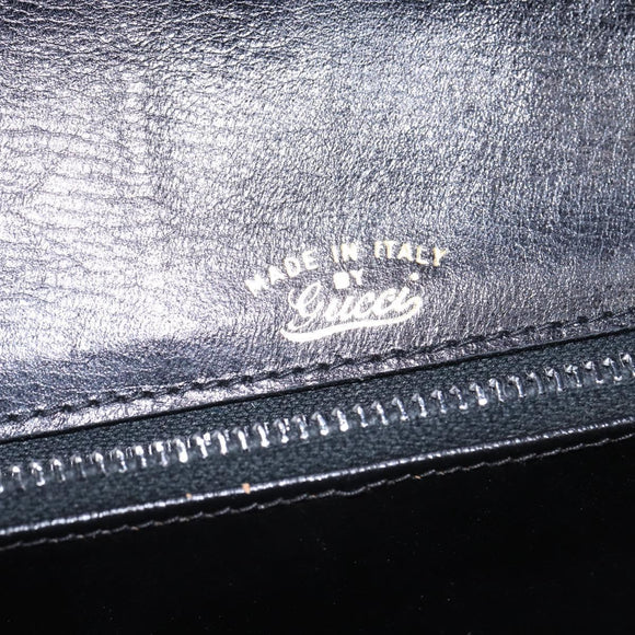 GUCCI Shoulder Bag Leather Black Gold Auth BA5818