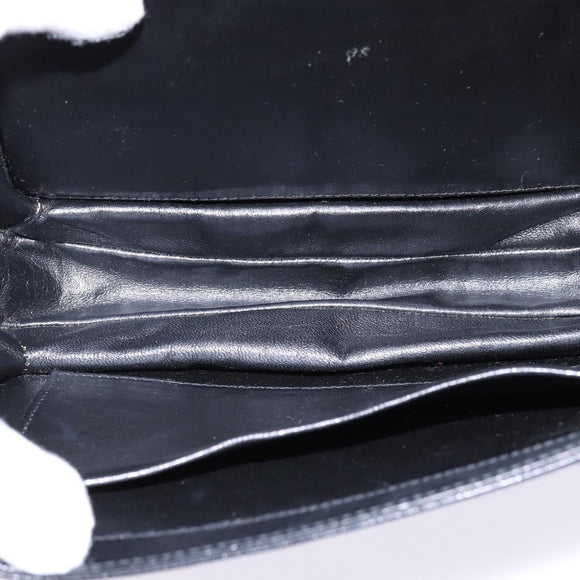 GUCCI Shoulder Bag Leather Black Gold Auth BA5818