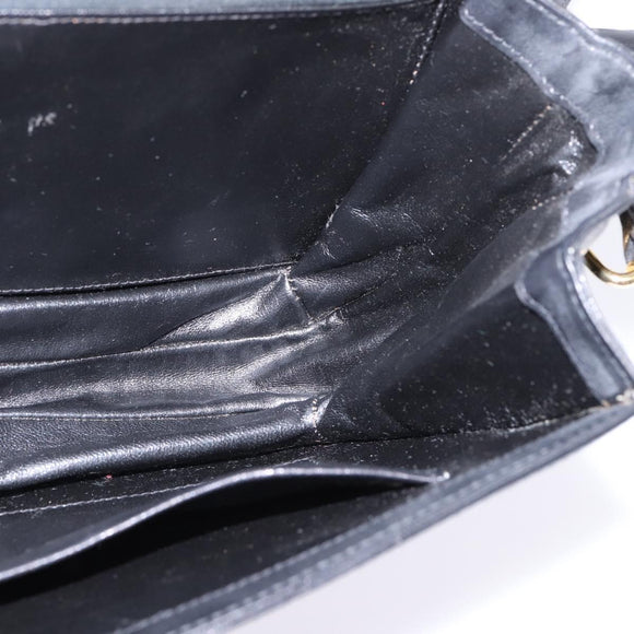 GUCCI Shoulder Bag Leather Black Gold Auth BA5818