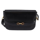 GUCCI Shoulder Bag Leather Black Gold Auth BA5818-2