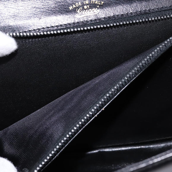 GUCCI Shoulder Bag Leather Black Gold Auth BA5818