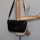 GUCCI Shoulder Bag Leather Black Gold Auth BA5818-22