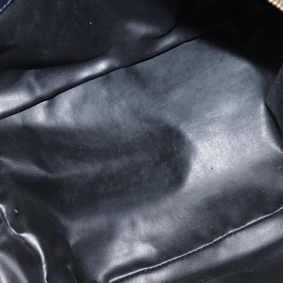 Christian Dior Hand Bag Leather Navy Gold Auth BA5820