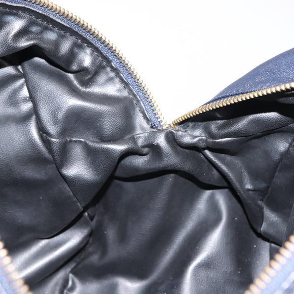 Christian Dior Hand Bag Leather Navy Gold Auth BA5820