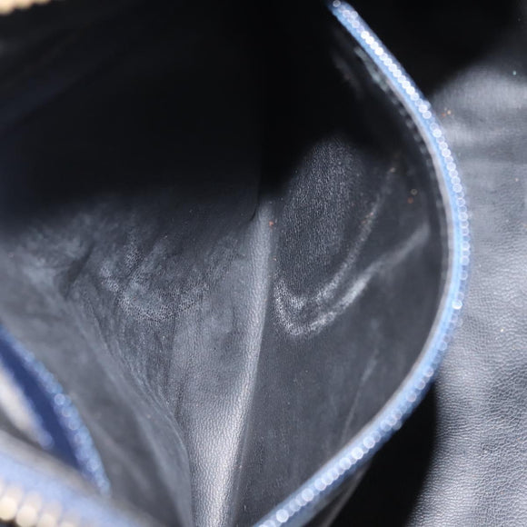 Christian Dior Hand Bag Leather Navy Gold Auth BA5820