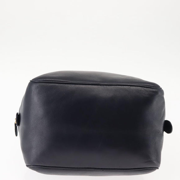 Christian Dior Hand Bag Leather Navy Gold Auth BA5820