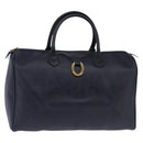 Christian Dior Trotter Canvas Boston Bag Navy Gold Auth BA5821-1