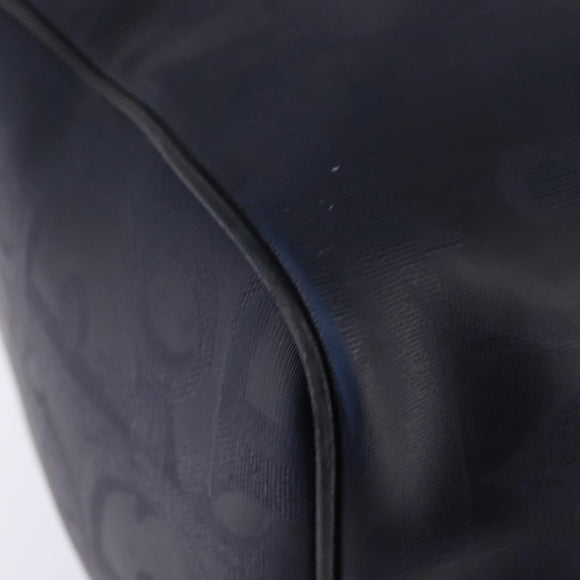 Christian Dior Trotter Canvas Boston Bag Navy Gold Auth BA5821