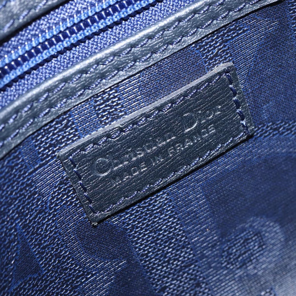 Christian Dior Trotter Canvas Boston Bag Navy Gold Auth BA5821