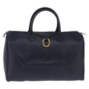 Christian Dior Trotter Canvas Boston Bag Navy Gold Auth BA5821-13