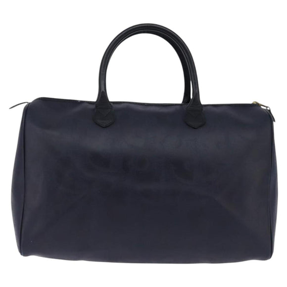 Christian Dior Trotter Canvas Boston Bag Navy Gold Auth BA5821